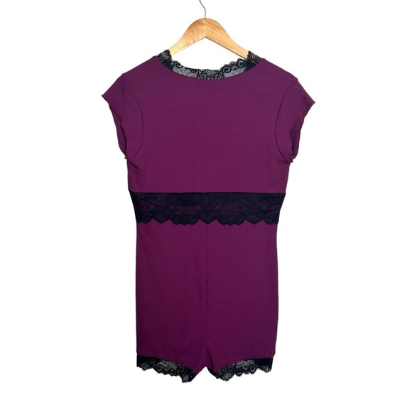 Beach Bunny Anise Lace Deep V-Neck Romper Oxblood Modal Blend Lounge Sleep M - Picture 6 of 7